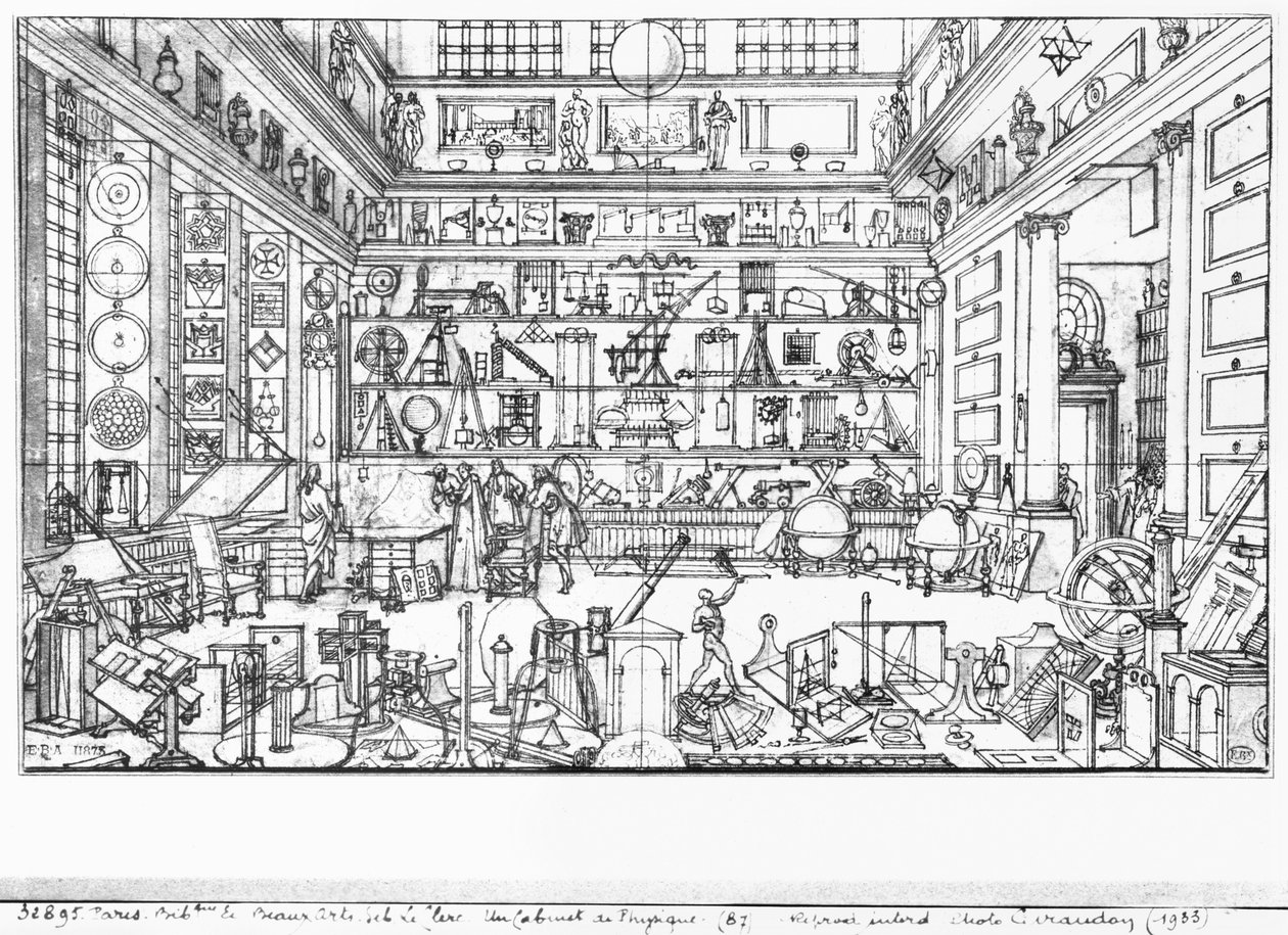 Gabinet fizyki, 1687 autorstwa Sebastien I Le Clerc
