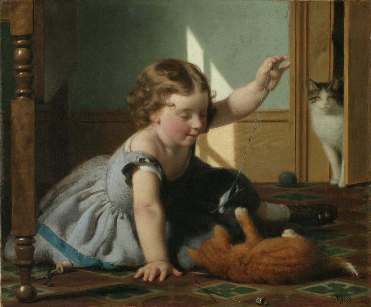 Dziewczyna i kotek autorstwa Seymour Joseph Guy