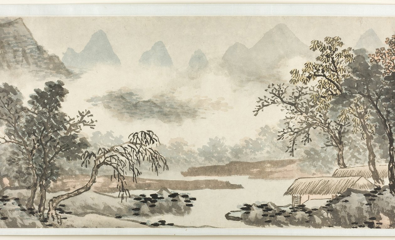 Chmury nad rzeką przed deszczem 溪雲欲雨圖 autorstwa Shen Zhou