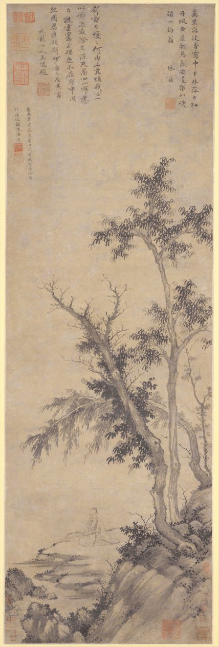 Recluse Fishing by Autumn Trees, datowany na 1350 rok. autorstwa Sheng Mou