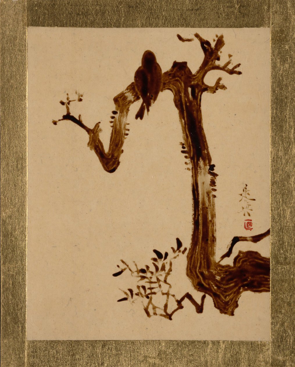 Wrona na drzewie. autorstwa Shibata Zeshin