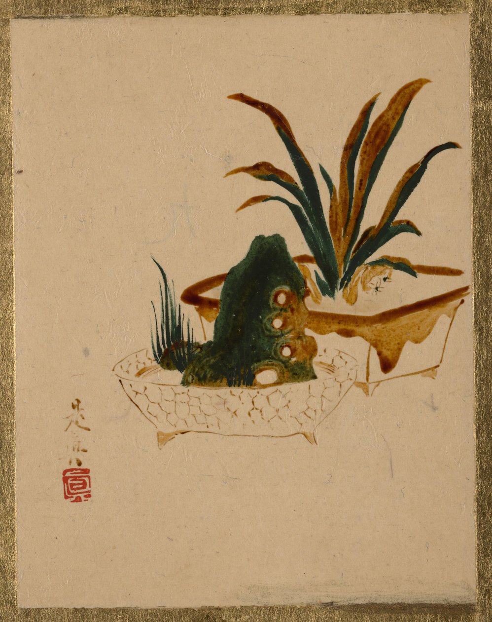 Kwiaty w Jardinieres, . autorstwa Shibata Zeshin