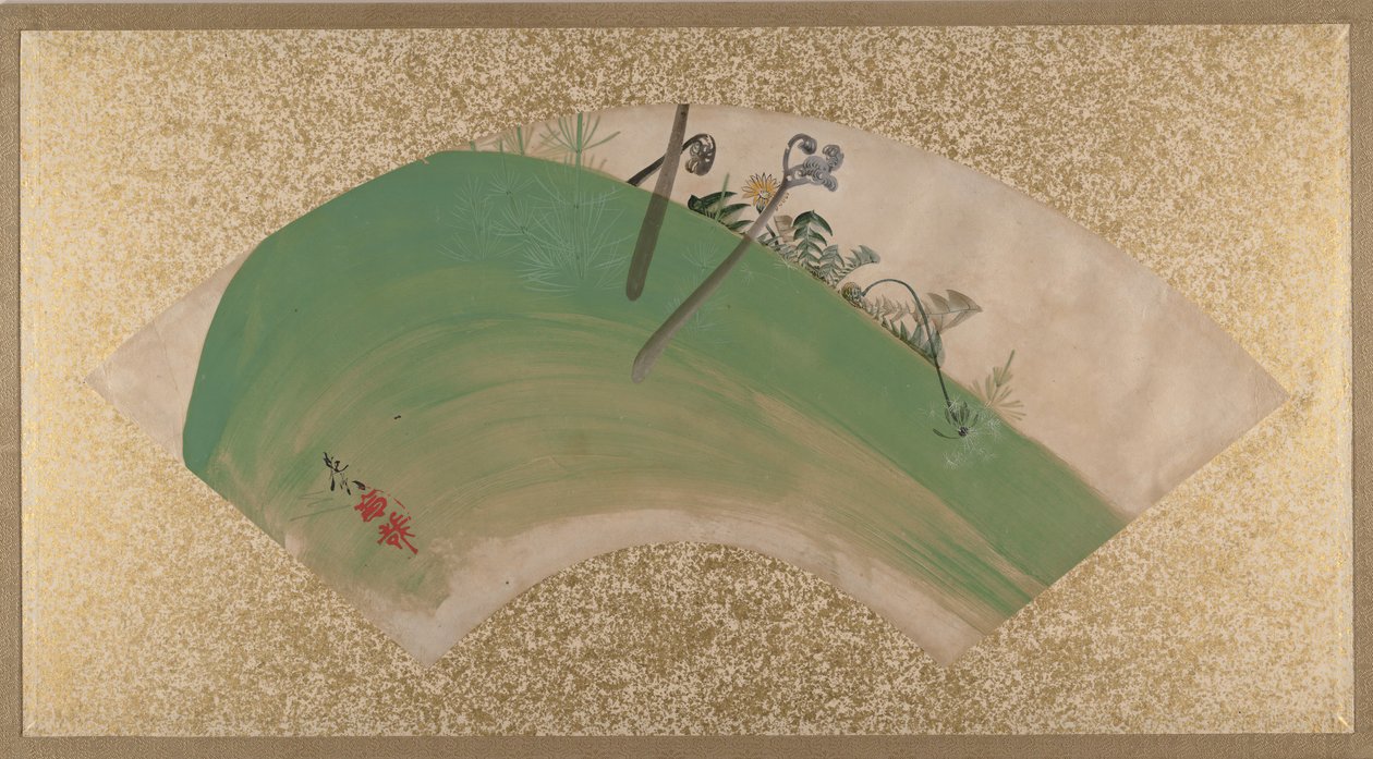 Kwiaty na trawie, koniec XIX wieku. autorstwa Shibata Zeshin
