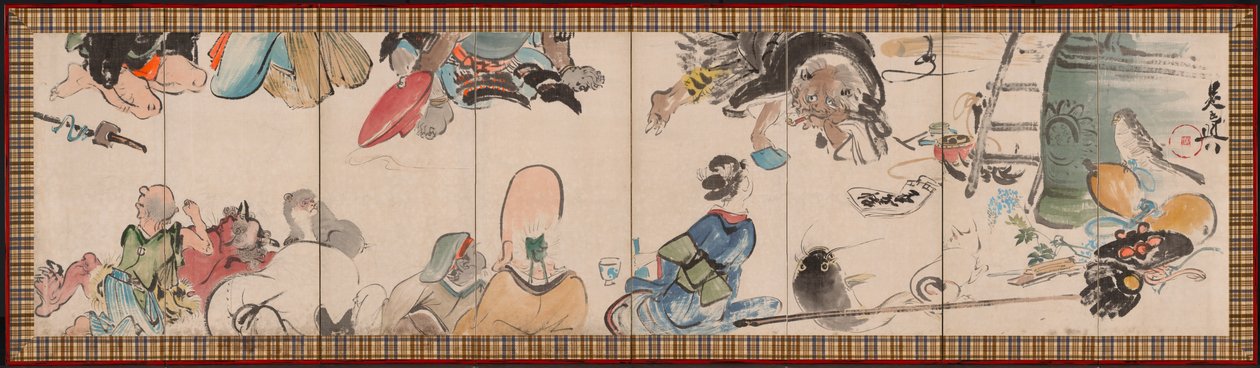 Zbieranie obiektów Otsu-e, koniec XIX wieku. autorstwa Shibata Zeshin