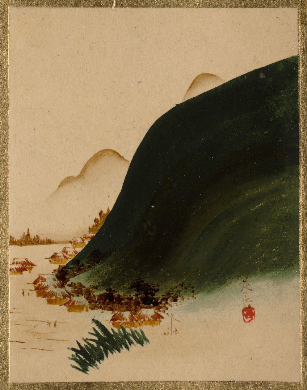 Góry i domy. autorstwa Shibata Zeshin
