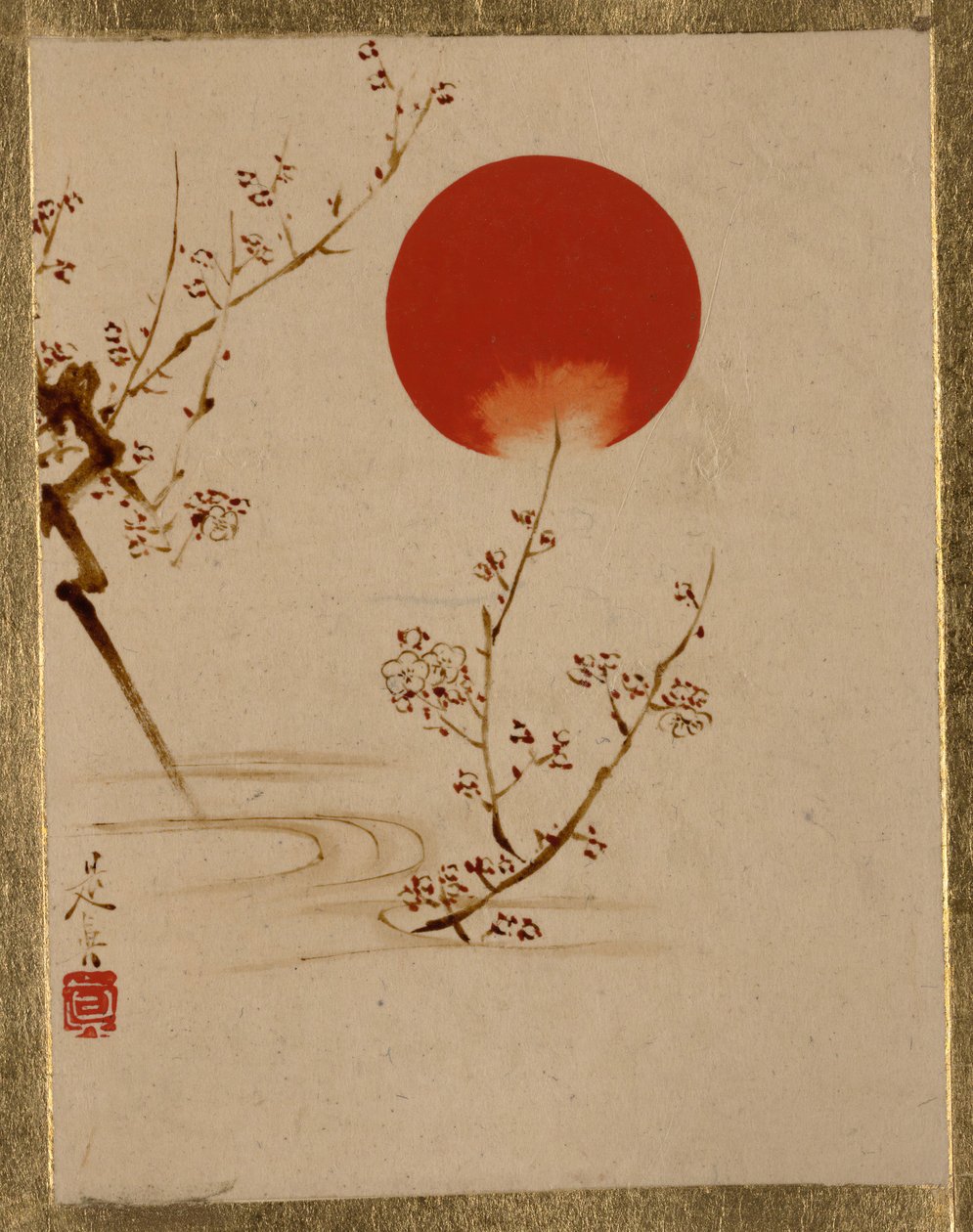 Gałęzie słońca i śliwki. autorstwa Shibata Zeshin