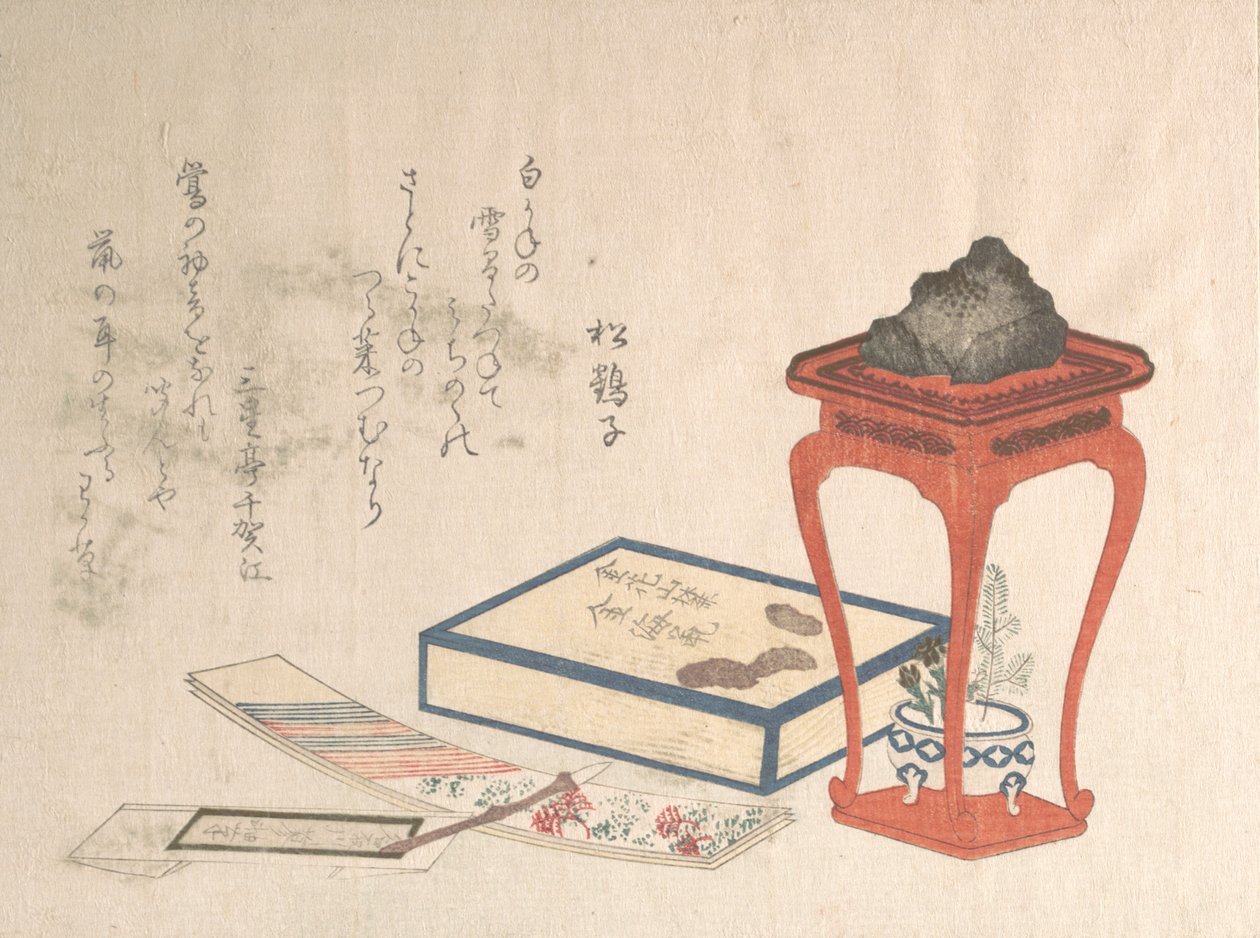 Stojak, pudełko i papier do pisania, prawdopodobnie 1816., prawdopodobnie 1816. autorstwa Shinsai