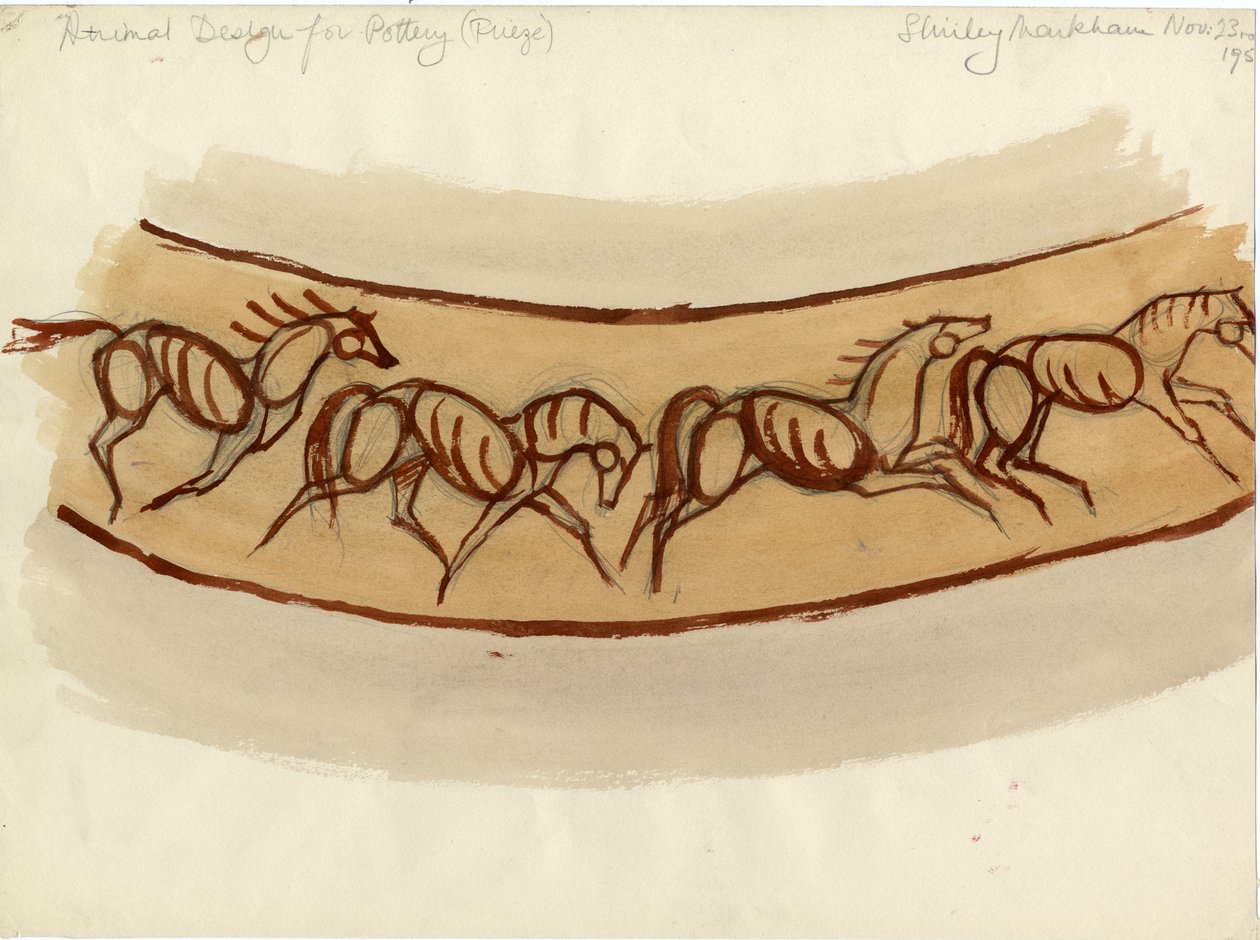 „Projekt zwierzęcy do ceramiki”, ok. 1950. autorstwa Shirley Markham