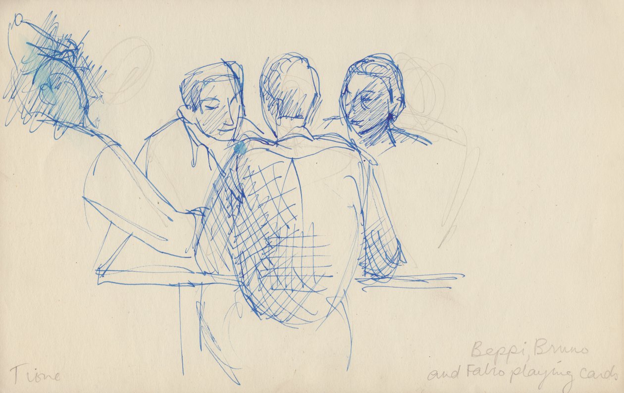 „Karty do gry Beppi, Bruno i Fabio”, ok. 1950. autorstwa Shirley Markham