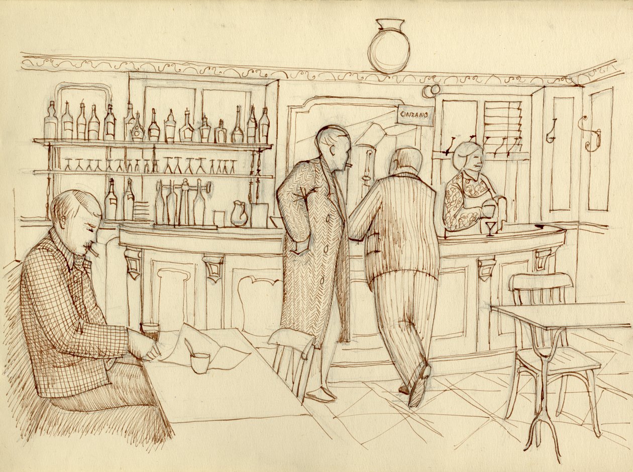 Scena kawiarniana, Paryż, Francja, ok. 1951. autorstwa Shirley Markham