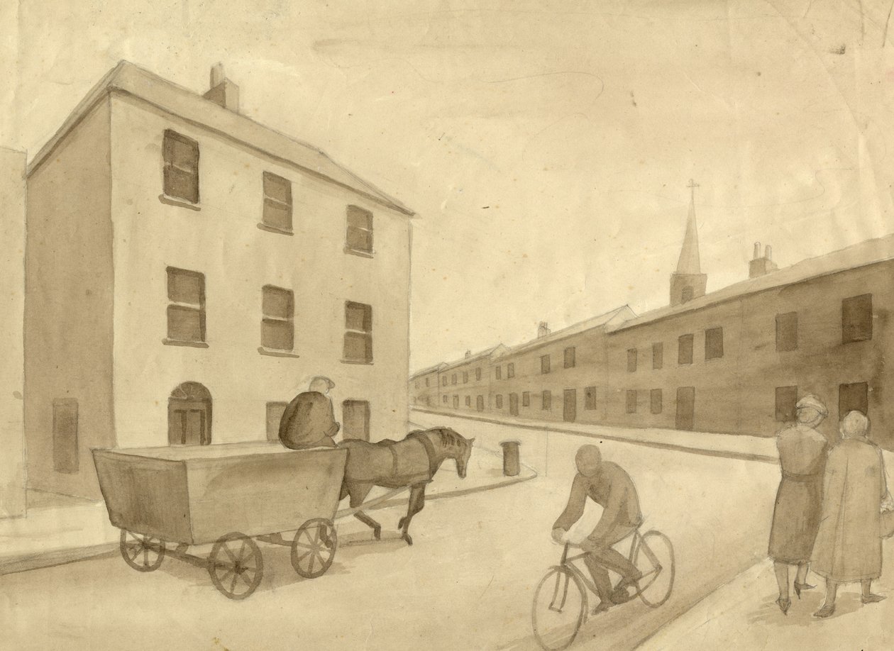 Monochromatyczna scena uliczna, 1951. autorstwa Shirley Markham