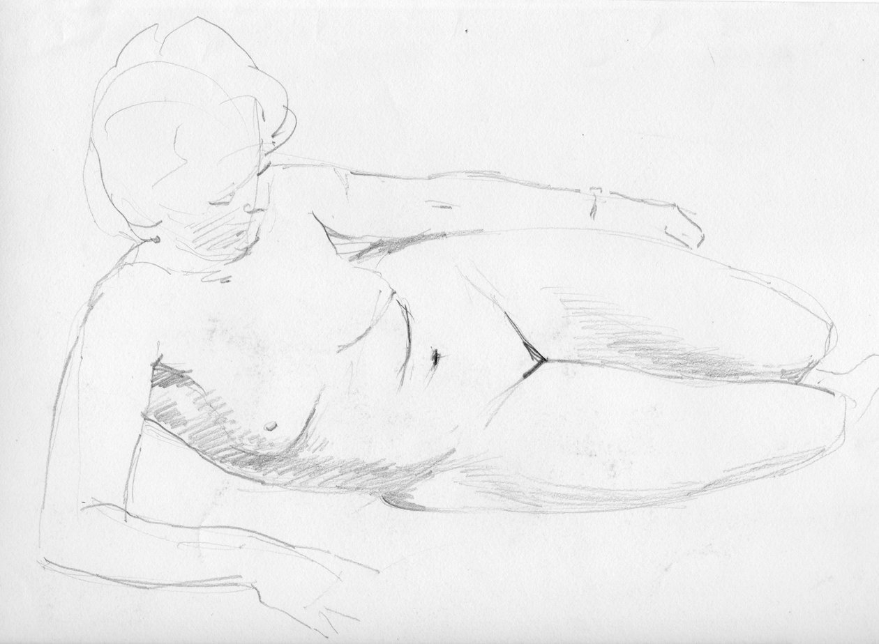 Naga kobieta leżąca, ok. 1950 r. autorstwa Shirley Markham