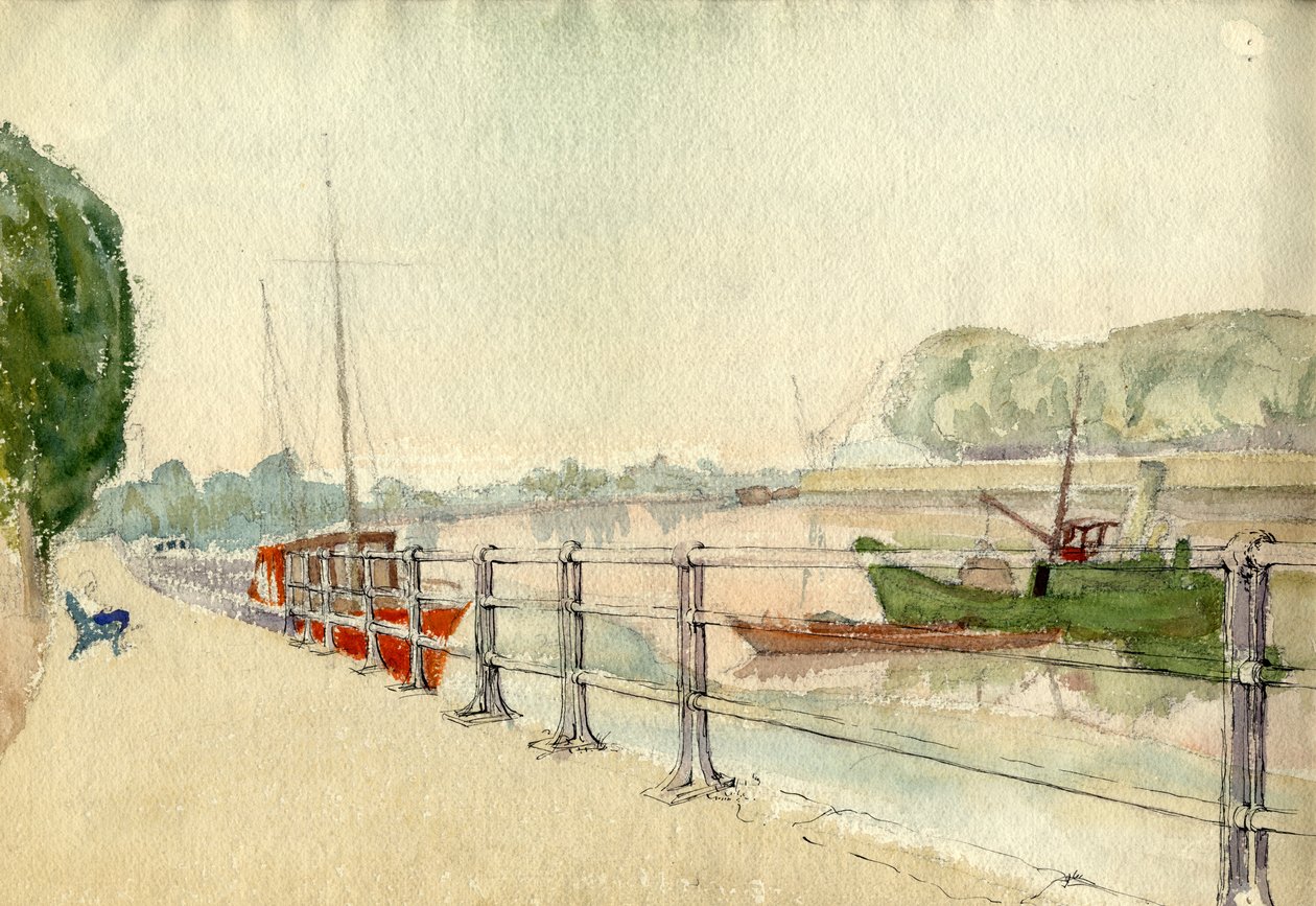 Spacer nad rzeką, ok. 1950 r. autorstwa Shirley Markham