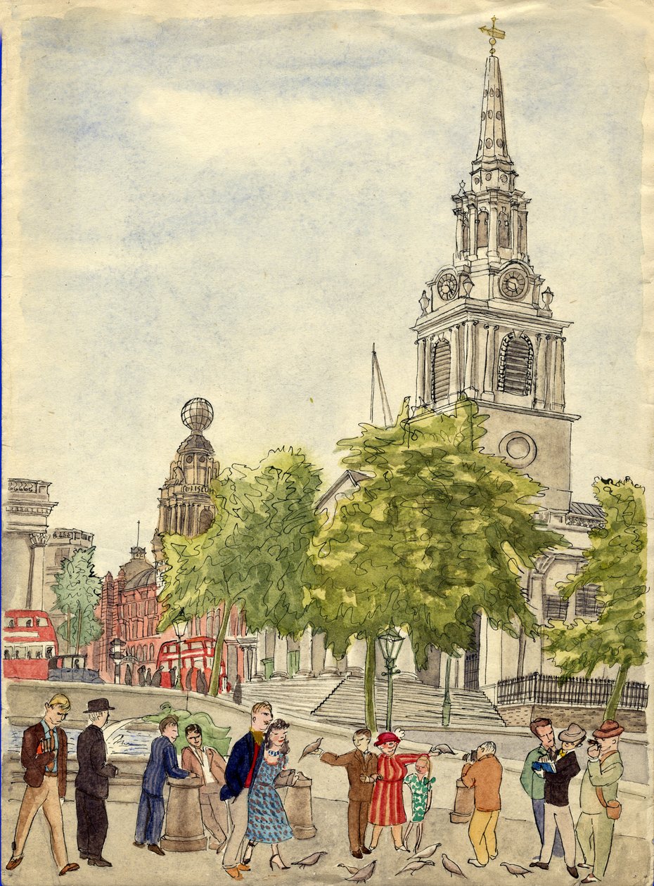 Trafalgar Square, Londyn, 1948. autorstwa Shirley Markham