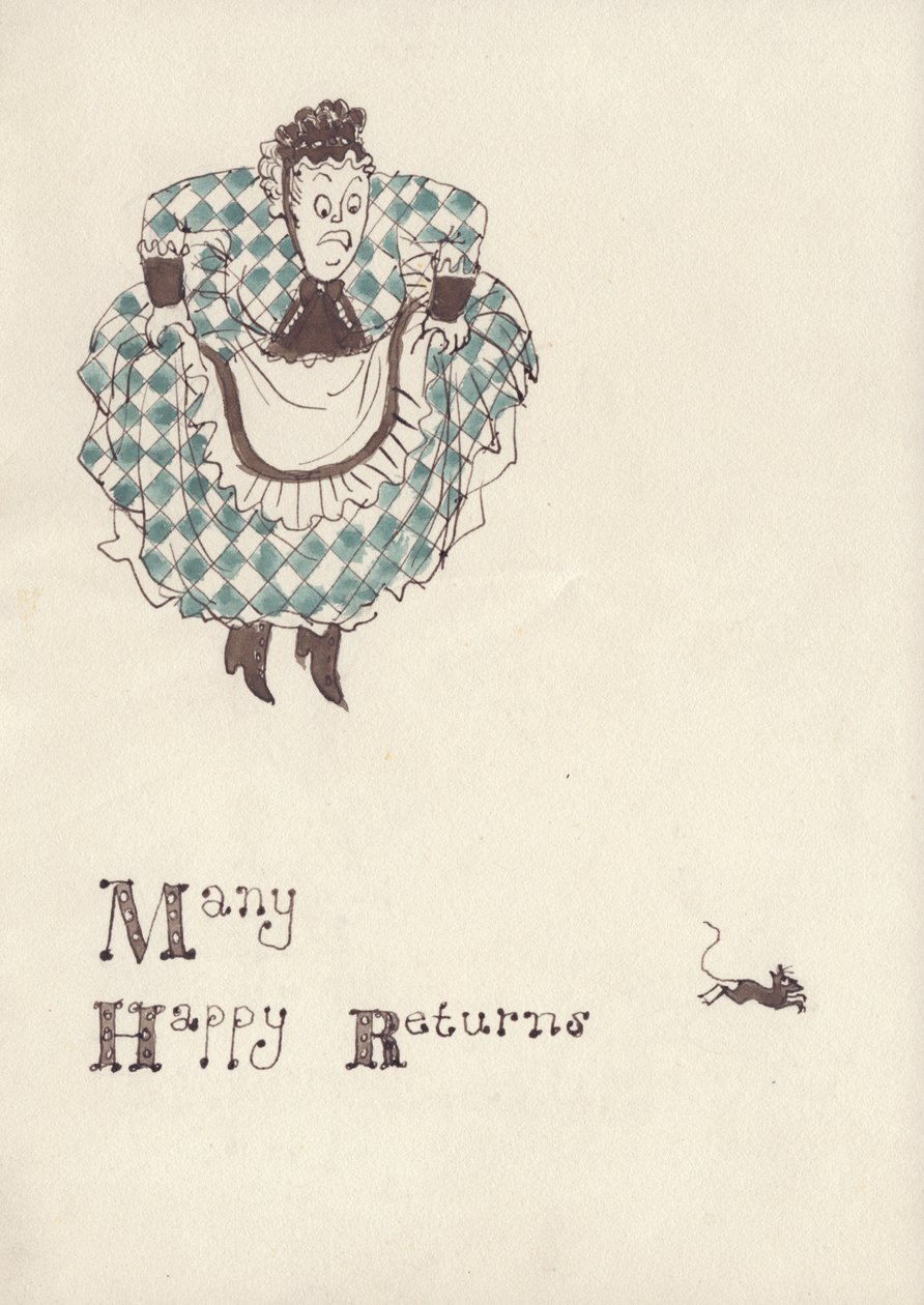 Kobieta przestraszona przez mysz, ok. 1950. autorstwa Shirley Markham