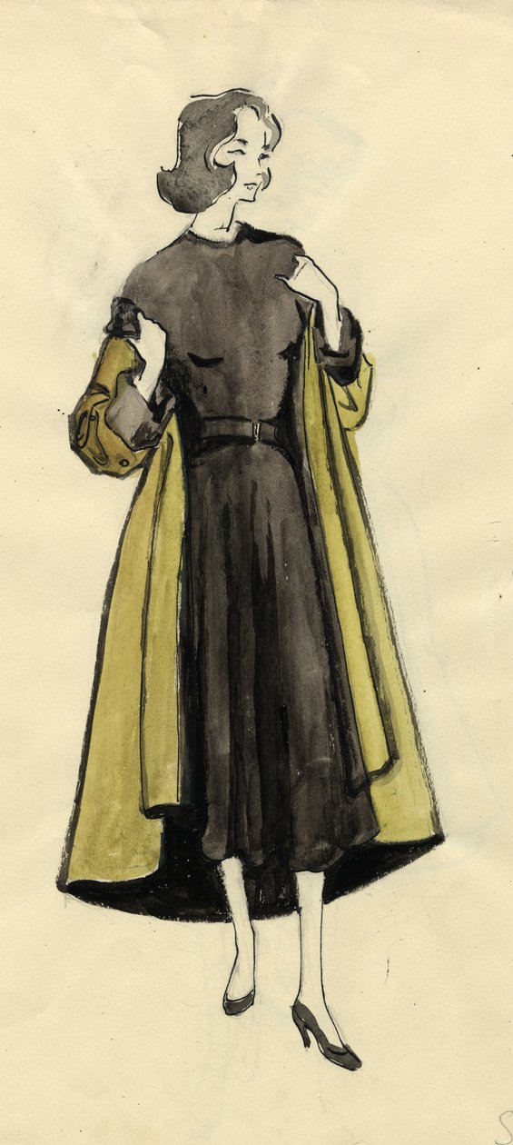 Kobieta w oliwkowym płaszczu, ok. 1950. autorstwa Shirley Markham