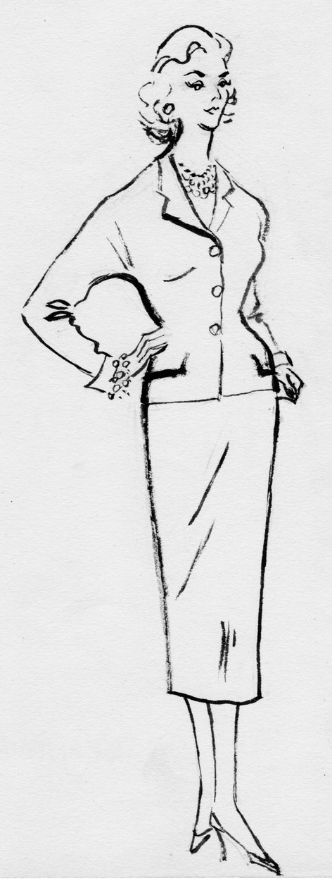 Kobieta w ołówkowym garniturze, ok. 1950. autorstwa Shirley Markham