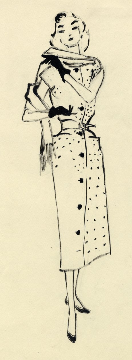 Kobieta w cętkowanej sukience, ok. 1950. autorstwa Shirley Markham