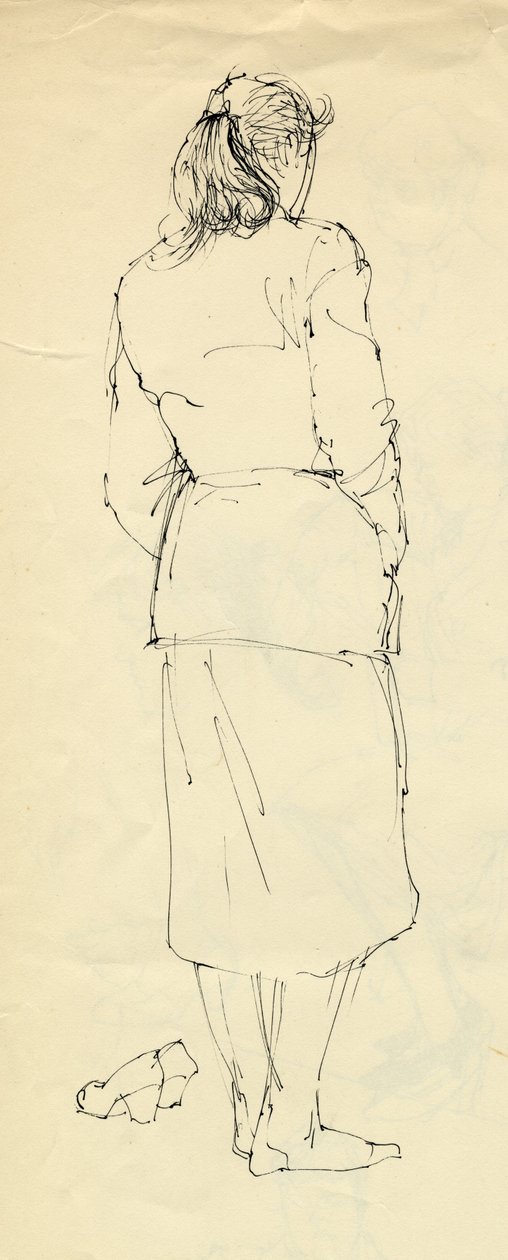 Kobieta w pończochach od tyłu, 1953. autorstwa Shirley Markham