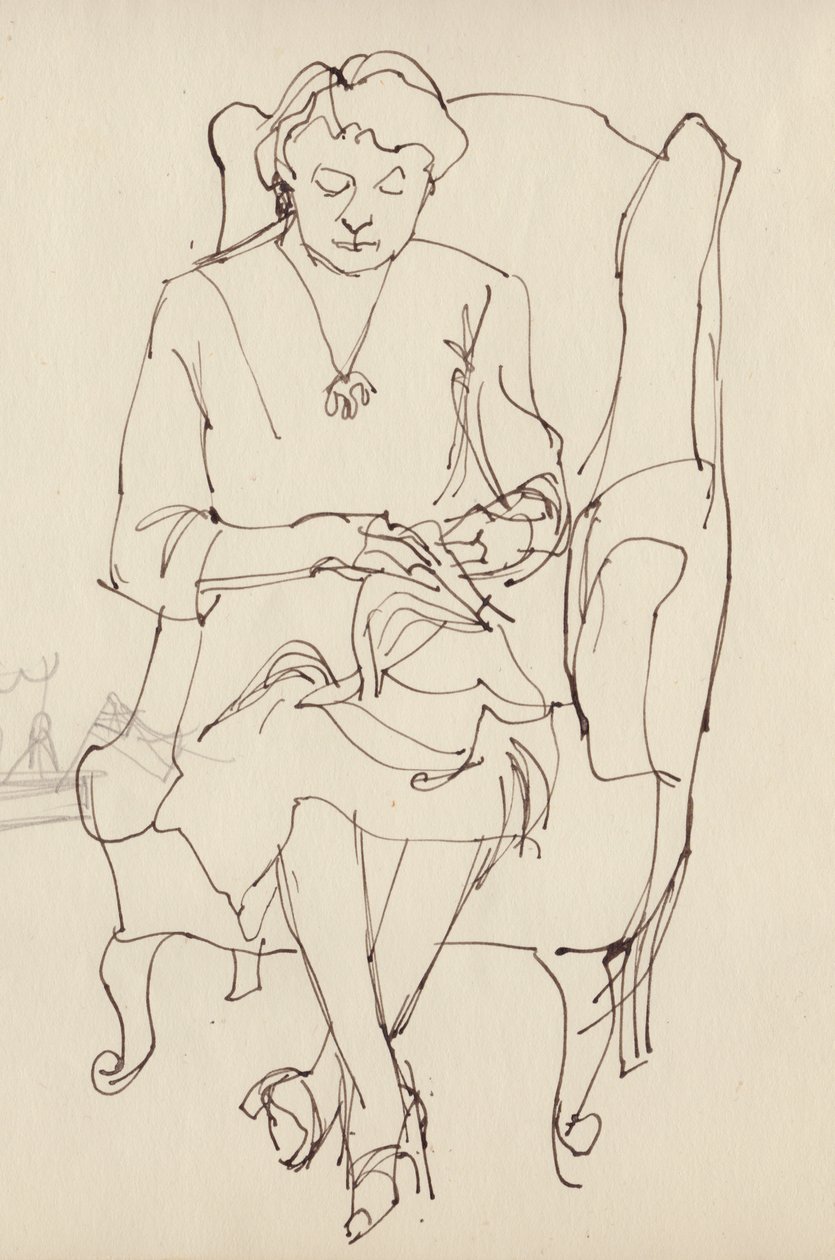 Szycie kobieta, ok. 1950. autorstwa Shirley Markham