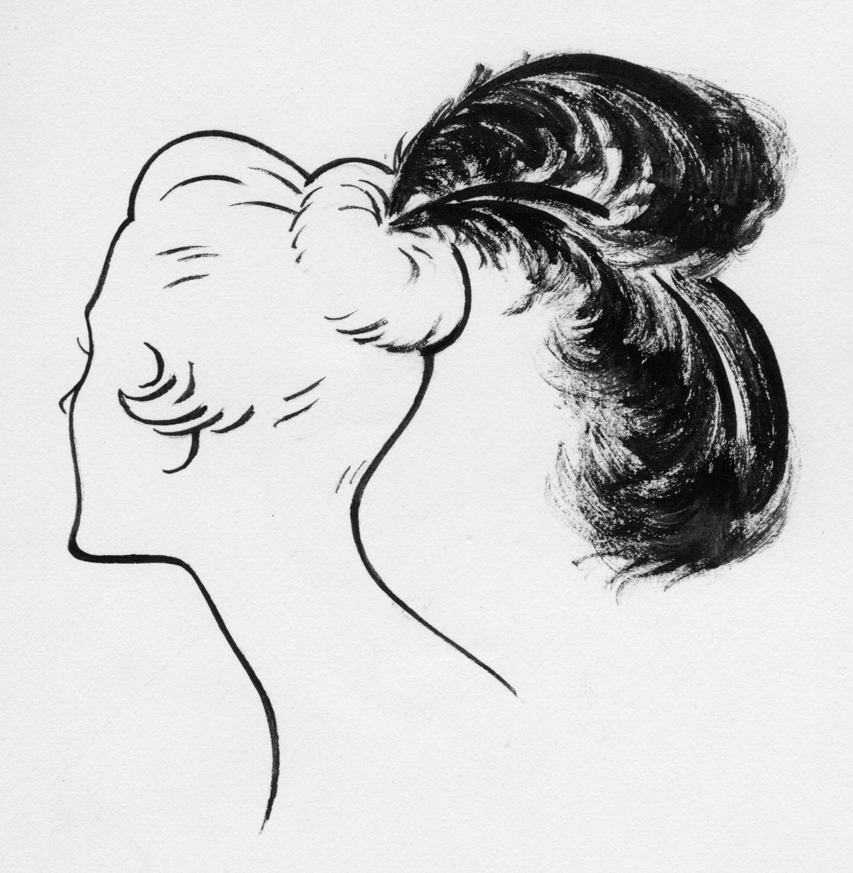 Kobieta o strusich piórach, ok. 1950 r. autorstwa Shirley Markham