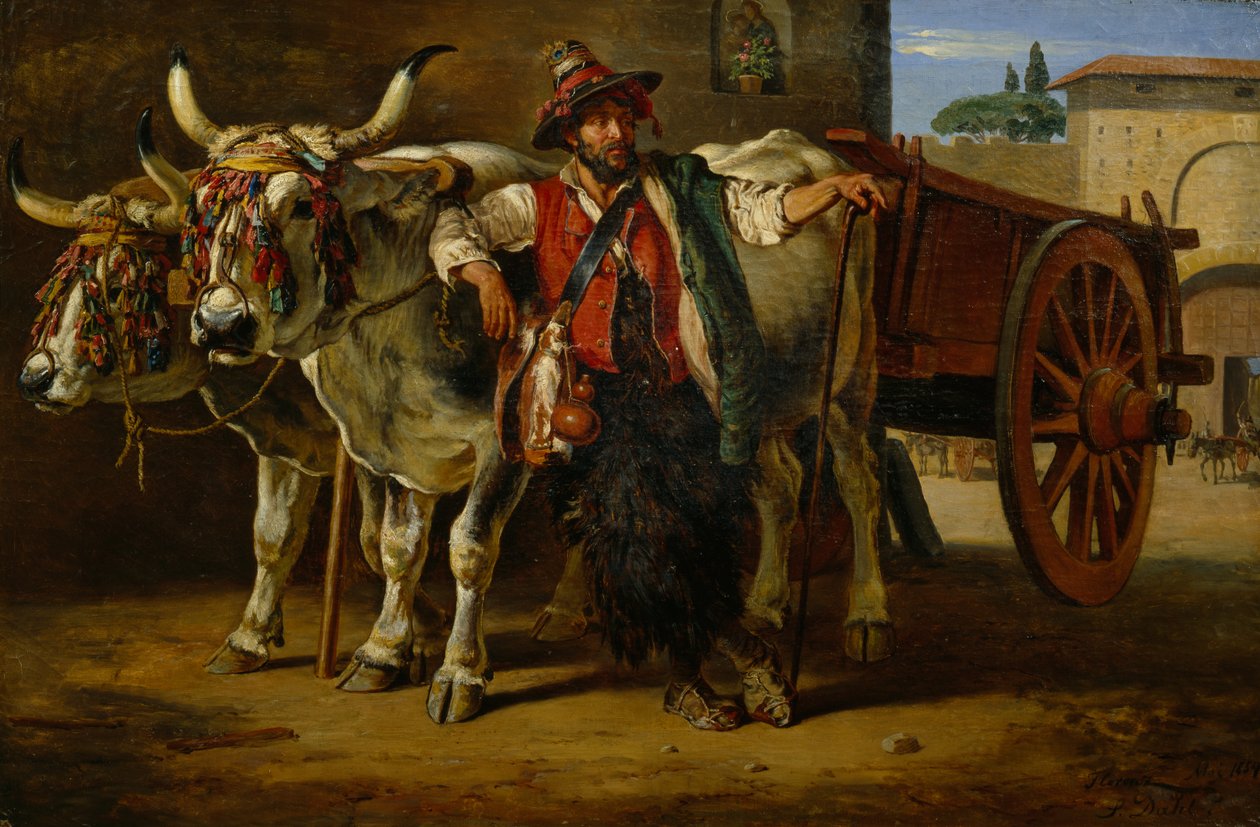 Mężczyzna z wozem byka, Florencja autorstwa Siegwald Johannes Dahl