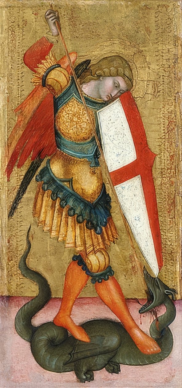 Archanioł Michał i smok. XIV wiek autorstwa Sienese School