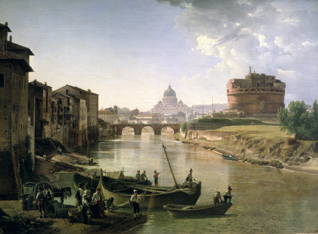 Nowy Rzym z Zamkiem Świętego Anioła, 1825 (olej na płótnie) autorstwa Silvestr Fedosievich Shchedrin