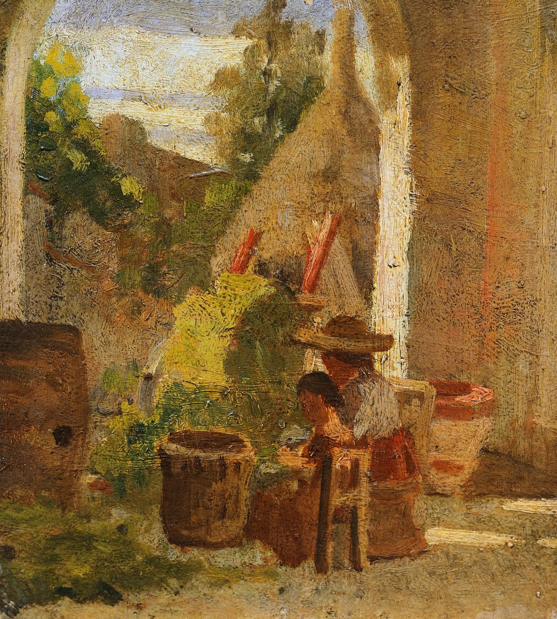 Rustykalna loggia, tryptyk Country Study autorstwa Silvestro Lega
