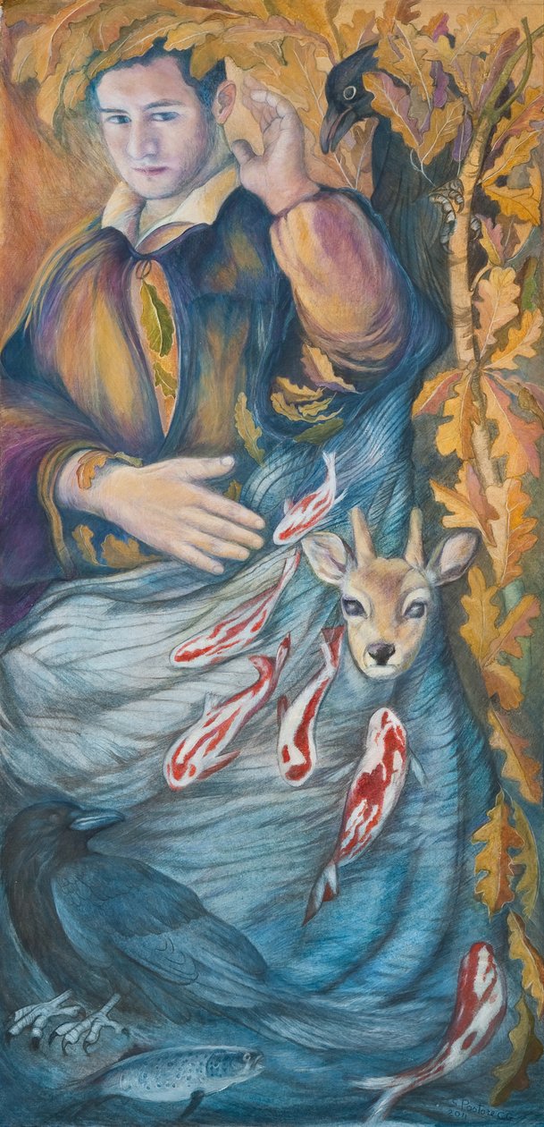 Zaufani towarzysze, 2011 (wc i pastel na papierze) autorstwa Silvia Pastore