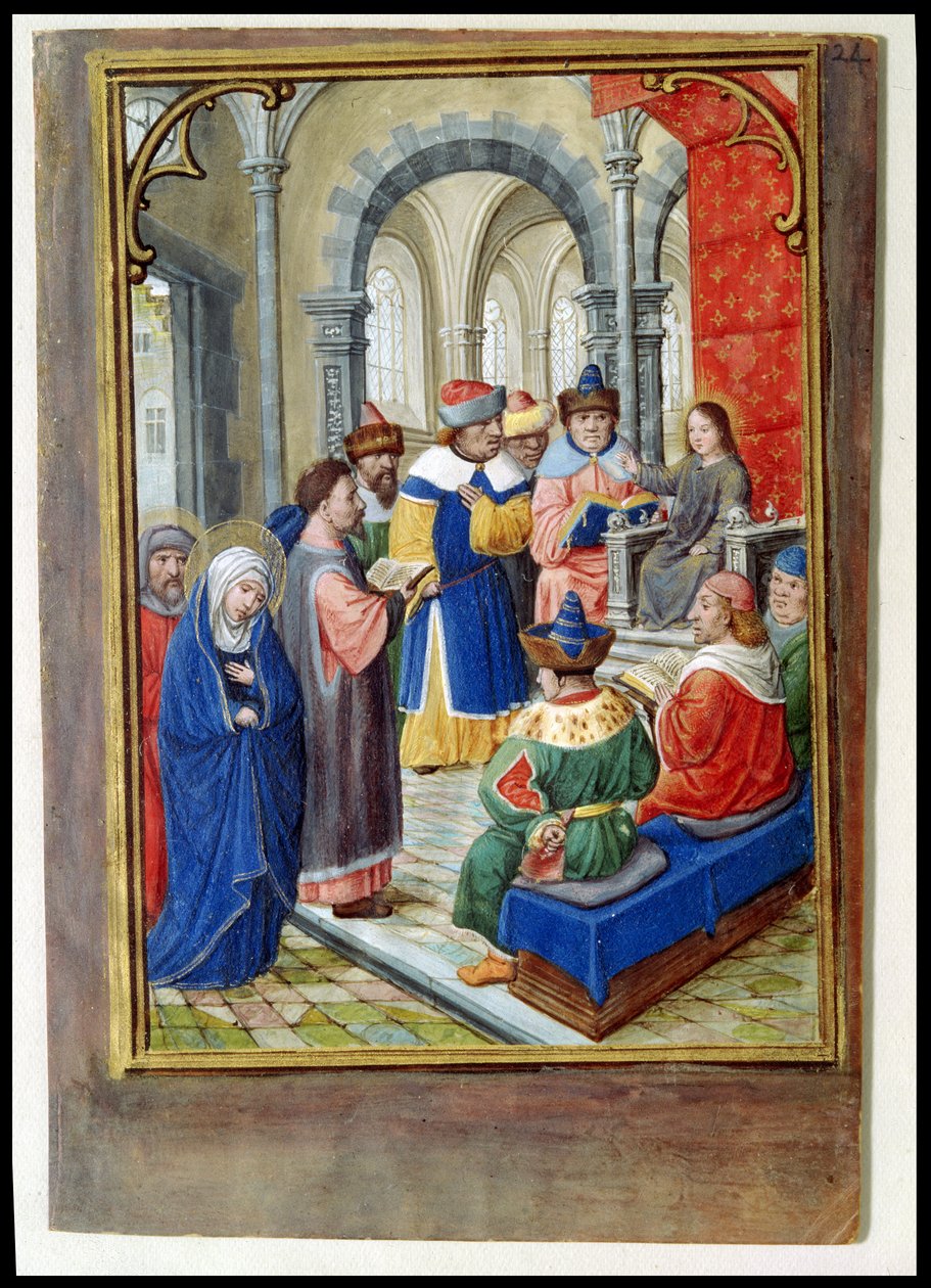 W.99 fol.24r Znalezienie Dzieciątka Jezus w Świątyni, ok.1530 autorstwa Simon Bening