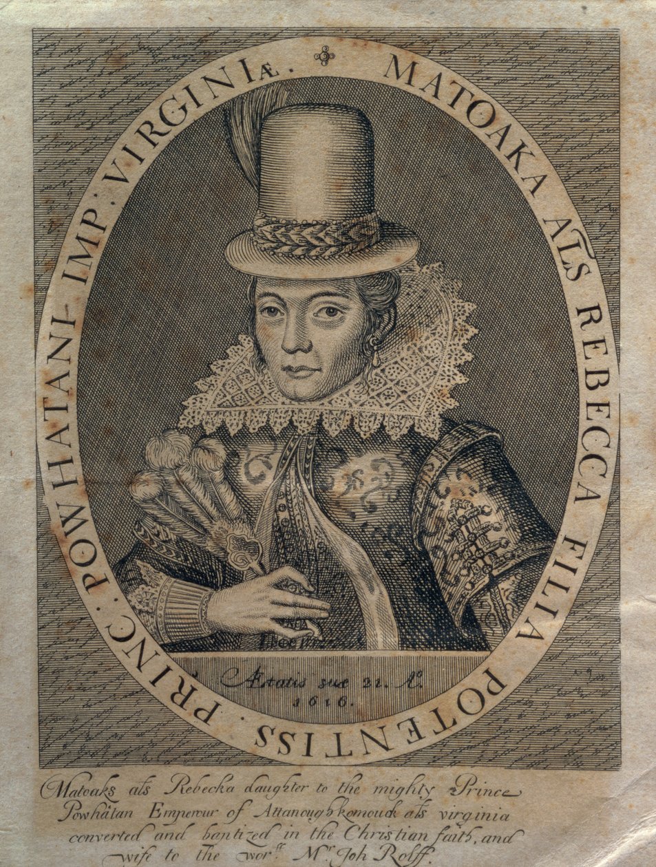 Pocahontas (1595-1617) 1616 autorstwa Simon de Passe