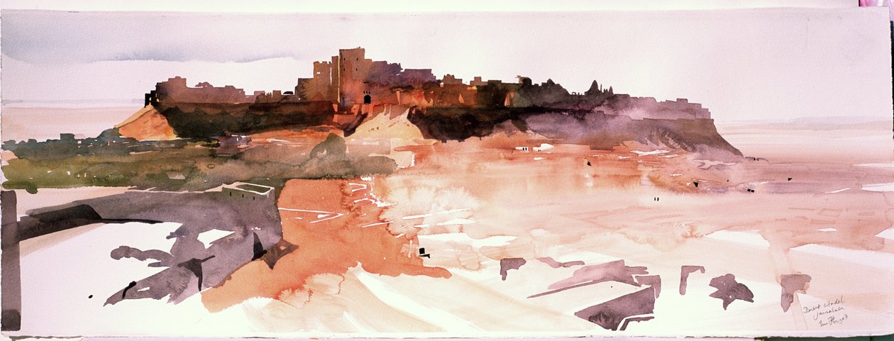 Pustynna Cytadela, Jaiselmer, 2007 (akwarela na papierze) autorstwa Simon Fletcher