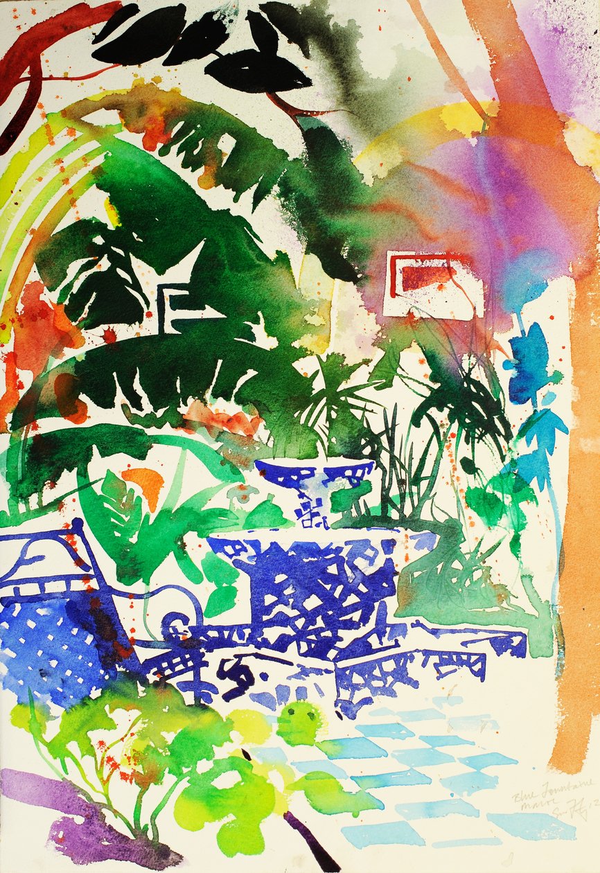 Fontaine, Maroko, 2013 (akwarela) autorstwa Simon Fletcher