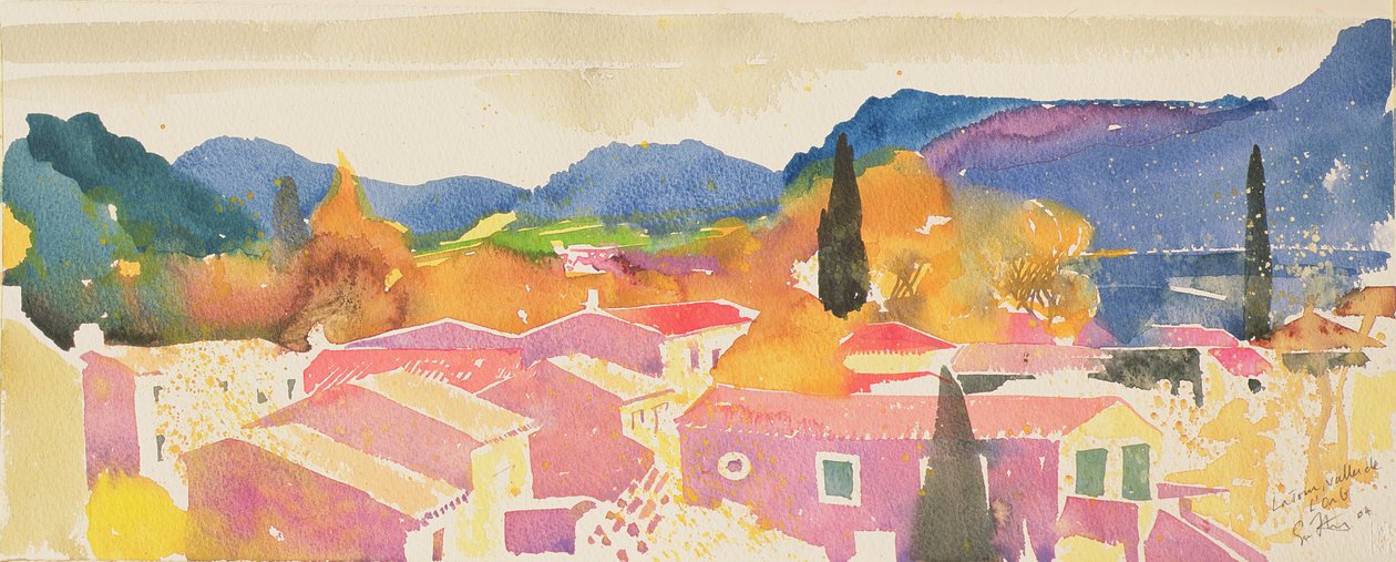 La tour sur Orb, 2004 Francja (akwarela) autorstwa Simon Fletcher