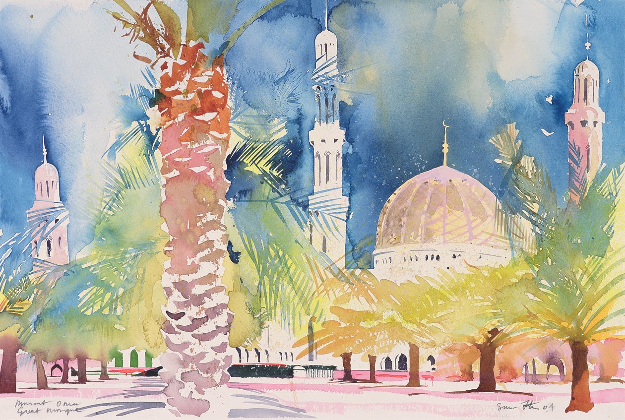 Muscat, Wielki Meczet, 2004 (akwarela na papierze) autorstwa Simon Fletcher