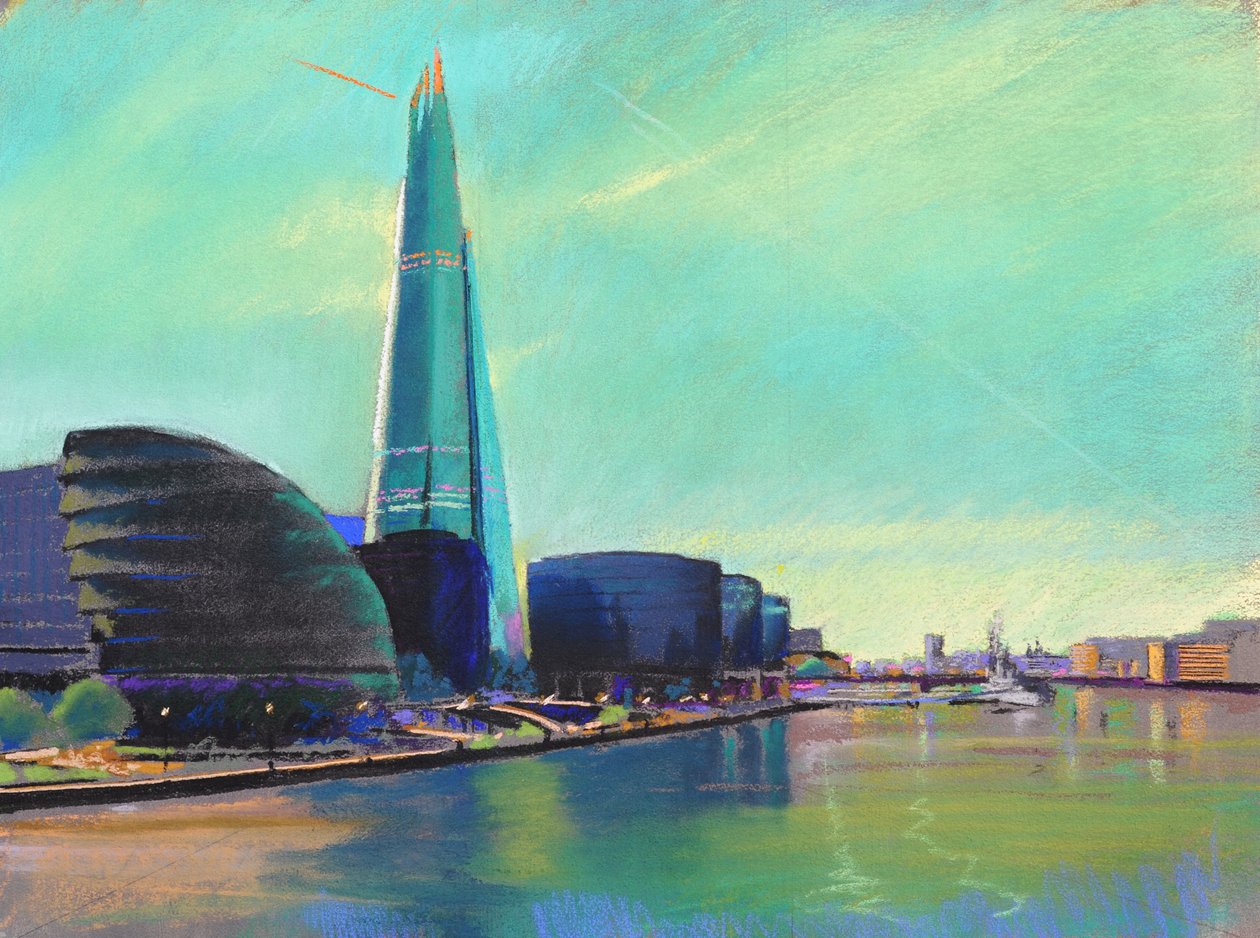 The Shard z Tower Bridge, 2015 (pastel) autorstwa Simon Fletcher