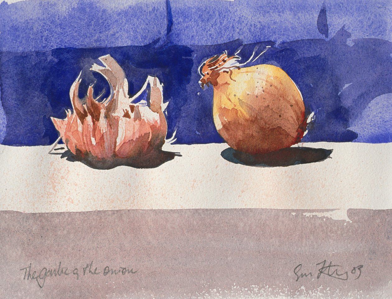 Czosnek i cebula, 2003 (akwarela) autorstwa Simon Fletcher