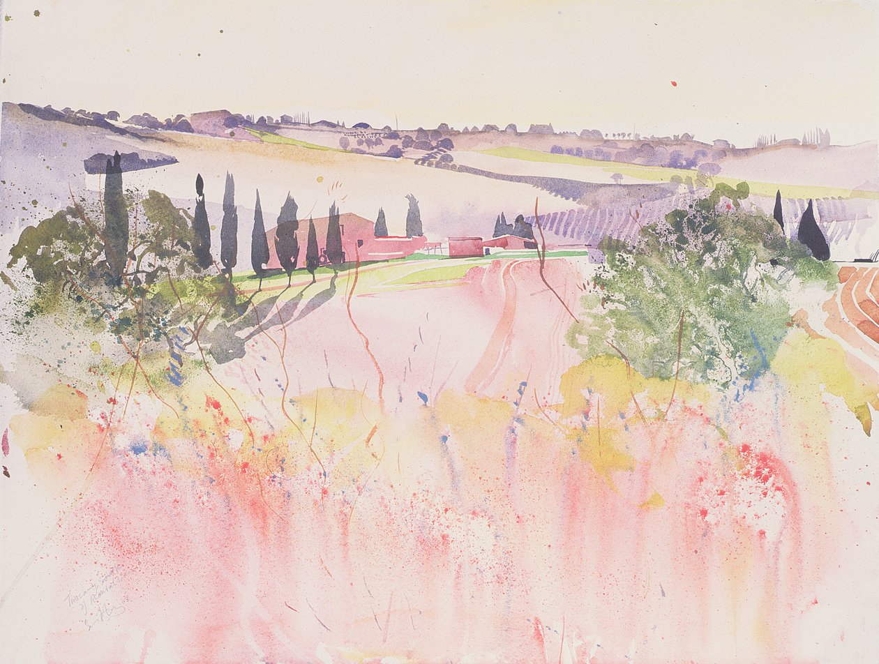 Toskania na południe od Montalcino, 2002 (akwarela) autorstwa Simon Fletcher