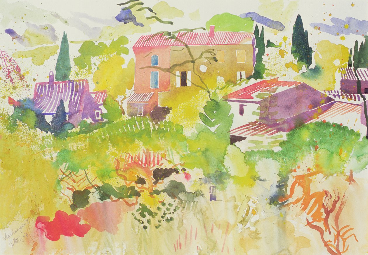 Vendanges I, 2007 (akwarela) autorstwa Simon Fletcher