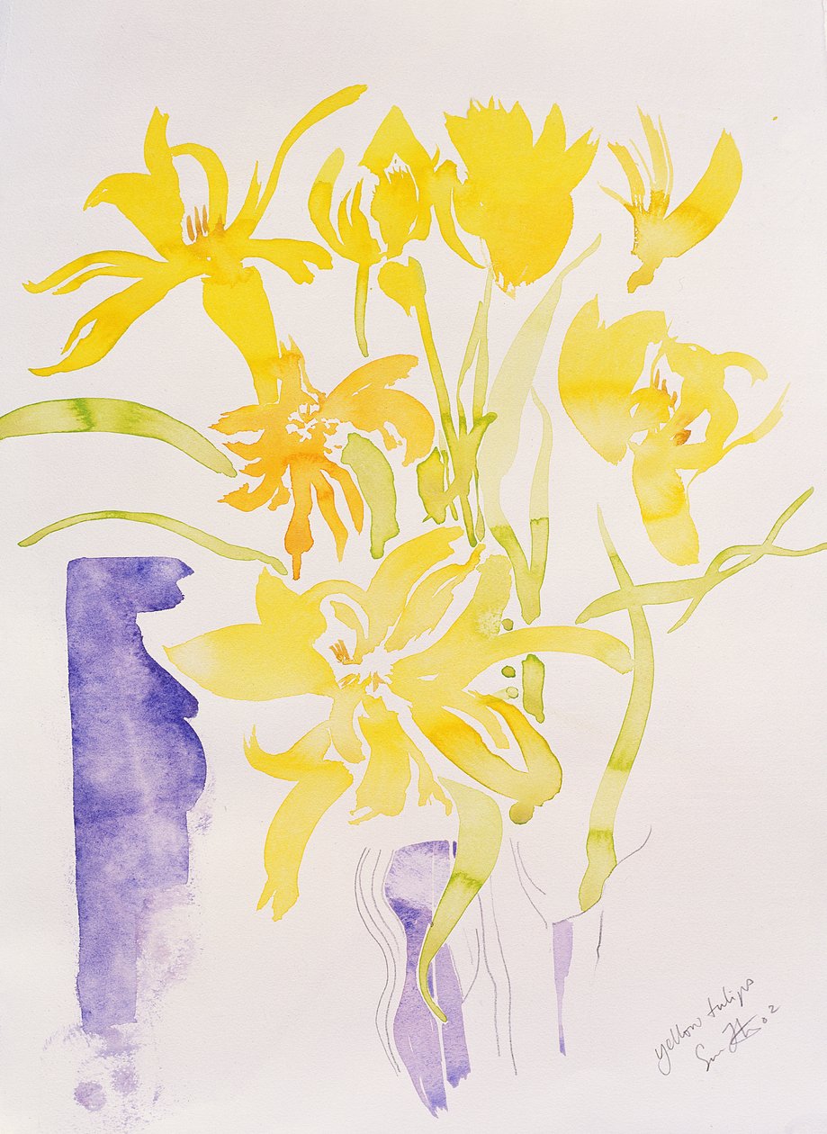 Żółte tulipany, 2000 (akwarela) autorstwa Simon Fletcher