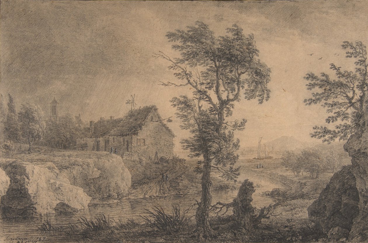 Zakręt rzeki, 1767. autorstwa Simon Mathurin Lantara