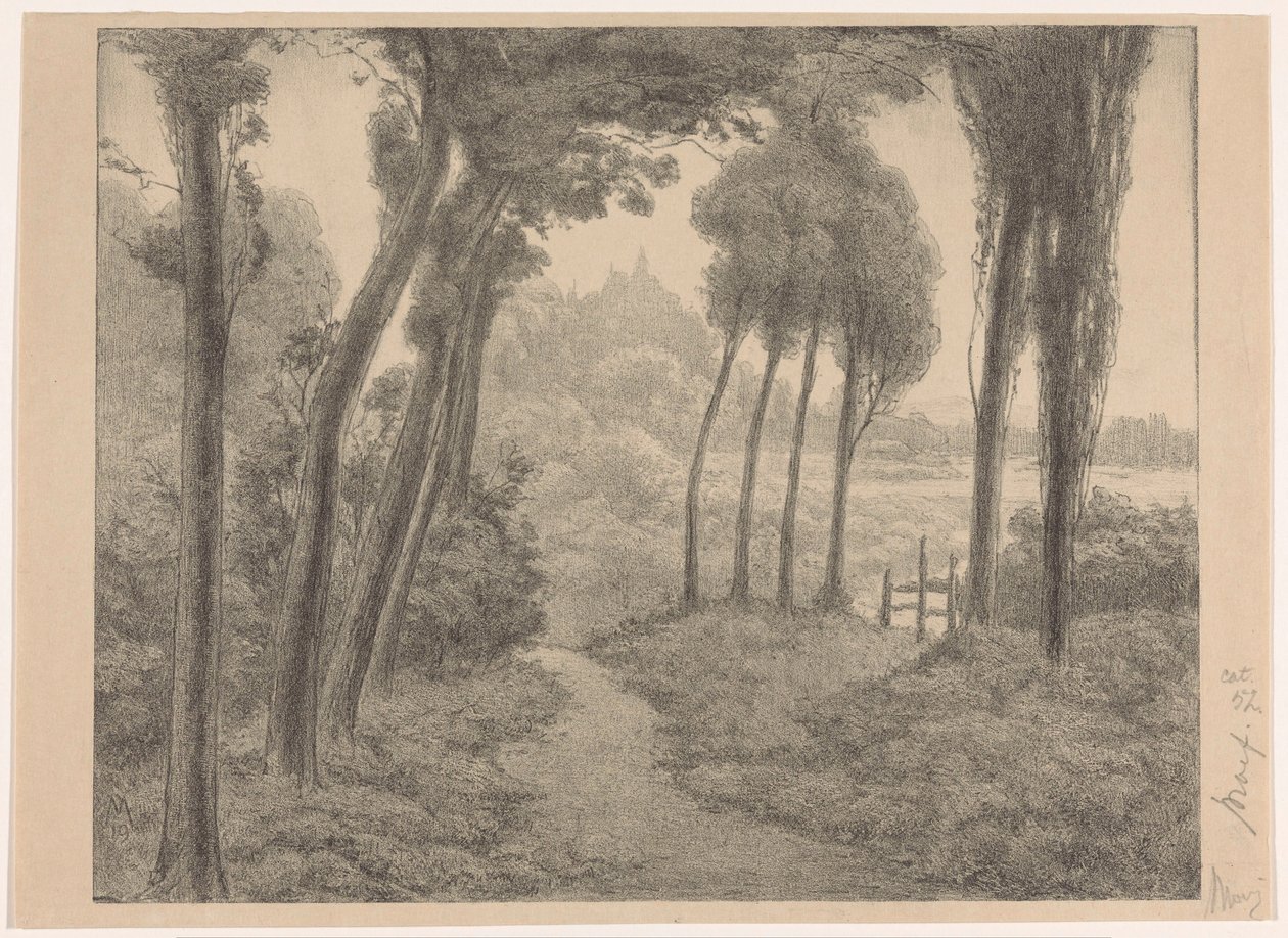 Krajobraz ze ścieżką leśną autorstwa Simon Moulijn (signed by artist)