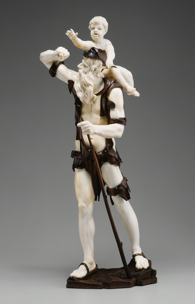 Stary żebrak niosący dziecko, 173550. autorstwa Simon Troger