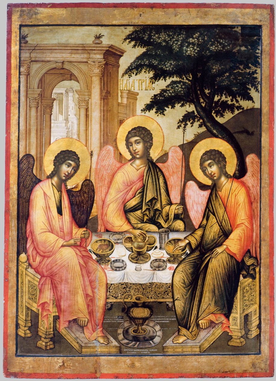 Trójca Święta Starego Testamentu, 1671 (tempera na drewnie) autorstwa Simon Ushakov