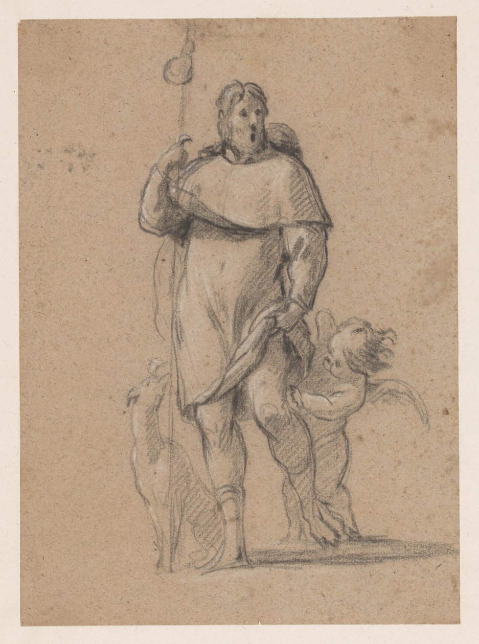 Św. Rochus z psem i aniołem autorstwa Simon Vouet
