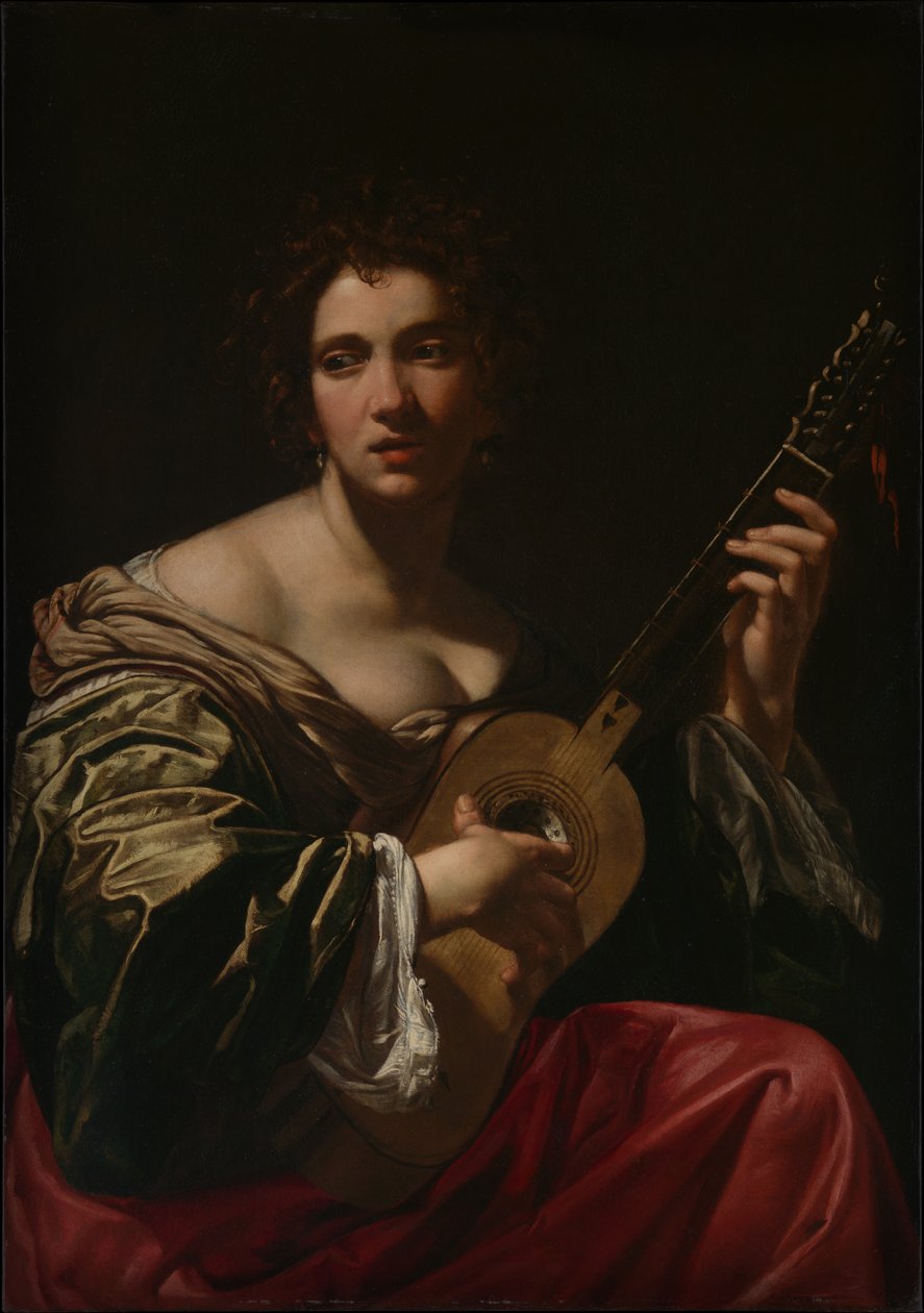 Kobieta grająca na gitarze, ca. 1618. autorstwa Simon Vouet