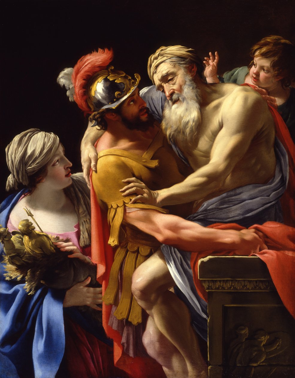 Æneasz i jego ojciec uciekają z Troi, c.1635 autorstwa Simon Vouet