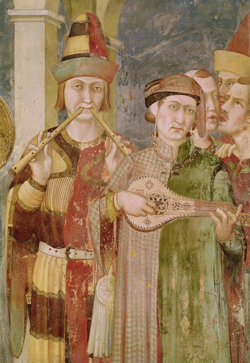 Fragment muzyków z życia św. Marcina, c.1326 autorstwa Simone Martini