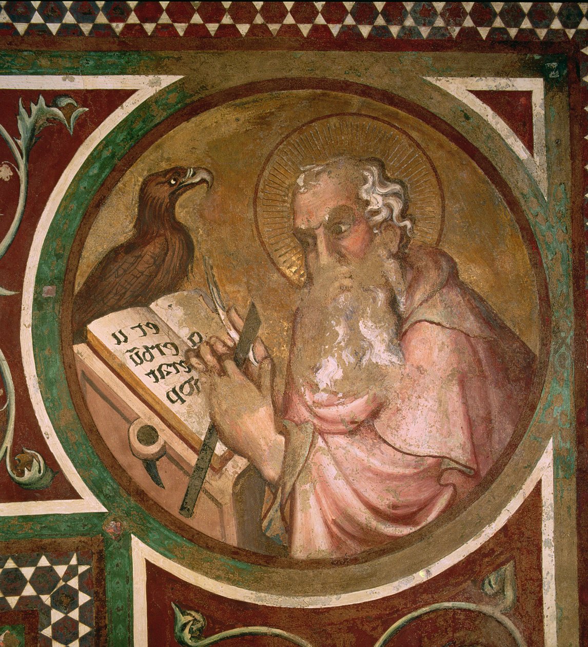 Maesta: Św. Jan Ewangelista, detal z ramy, 1315 (detal z 51591) autorstwa Simone Martini